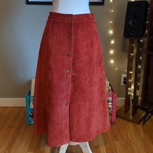 Vintage 70s Suede Leather Skirt Dawn Joy Fashions